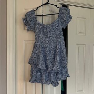 Francesca's Collections Blue Floral Romper
